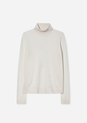 Slim Turtleneck in Fine Cashmere - Ivory - CO Collections